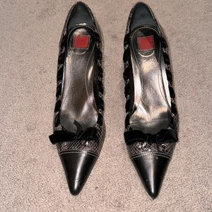 Black Snakeskin Coach Pumps for sale